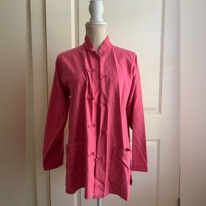 Pink Raw Silk Vintage 1960s Chinese Blouse